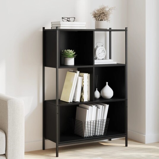  Bokhylle svart 72x28x109 cm konstruert tre 8721012339347
