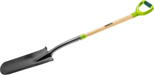 Verto 15G014 Spade Plast Stål Tre Sort Grønn Tre Ergonomisk D Formet 1280 Mm