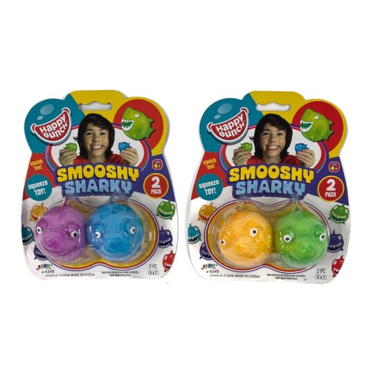 Jaru Happy Bunch Smooshy Sharky Klemmeleke 2-Pakning (assortert)