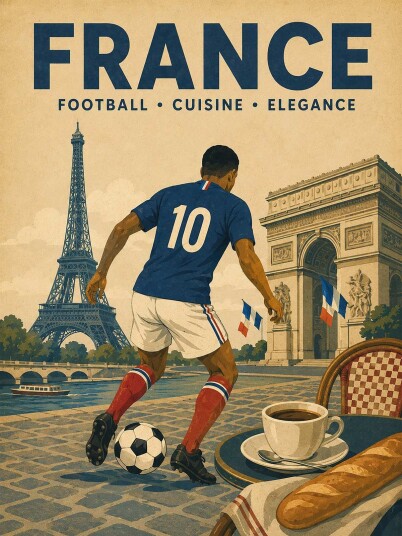 Plakat Frankrike Eleganse Fotball