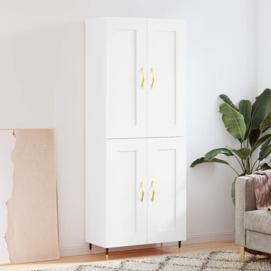 Highboard hvit 69,5x34x180 cm konstruert tre Highboard hvit 69,5x34x180 cm konstruert tre