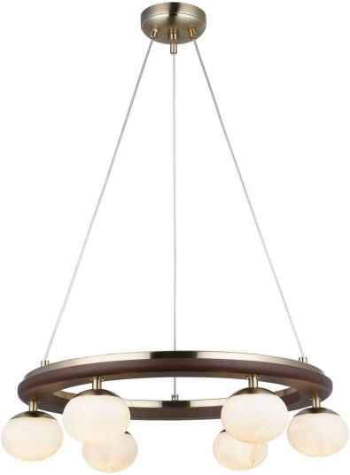 Lucea Tolosa hengelampe Ø 52 cm messing 6 lyskilder glass tre
