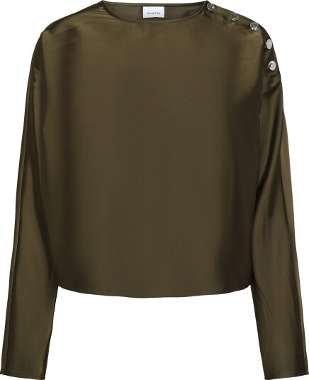 Dante6 Dante6 Leiva Bold Satin Button Detail Top   MOSS OLIVE   38