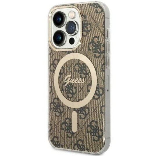 Guess iPhone 14 Pro Deksel MagSafe Brun 4G Hardt