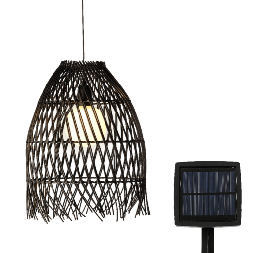Kaemingk Pendellampe Solcelle Rattan Svart H36