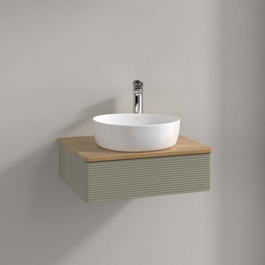 Villeroy & Boch Antao Servantskap med 1 skuff 60x50x19 cm m/lys Steingrå/Eik Villeroy & Boch Antao Servantskap med 1 skuff 60x50x19 cm m/lys Steingrå/Eik
