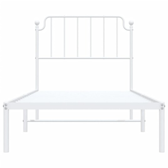 vidaXL Sengeramme i metall med hodegavl hvit 90x200 cm 8721012212381