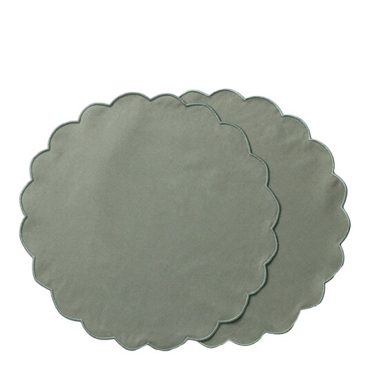 Ziczac Scallopped dekkebrikke 2 stk 36 cm støvgrønn Ziczac Scallopped dekkebrikke 2 stk 36 cm støvgrønn