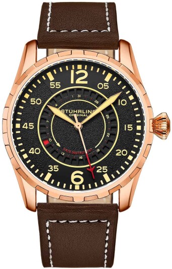 Stührling Original Herreklokke 4002.5 Aviator Sort/Lær Ø44 mm