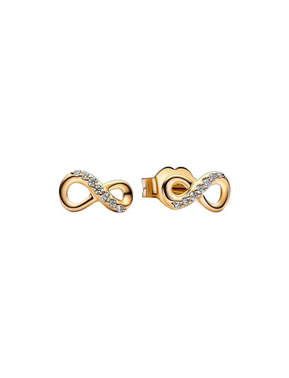 PANDORA Infinity 14K Gold Plated Stud Earrings With Clear Cubic Zirconia Guld One Size