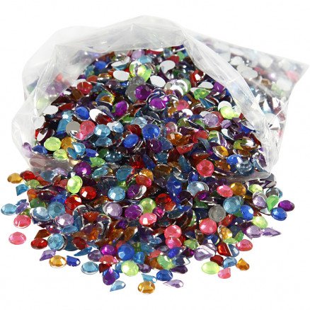 Diverse Rhinestones størrelse 5 mm Ass farger 3000stk