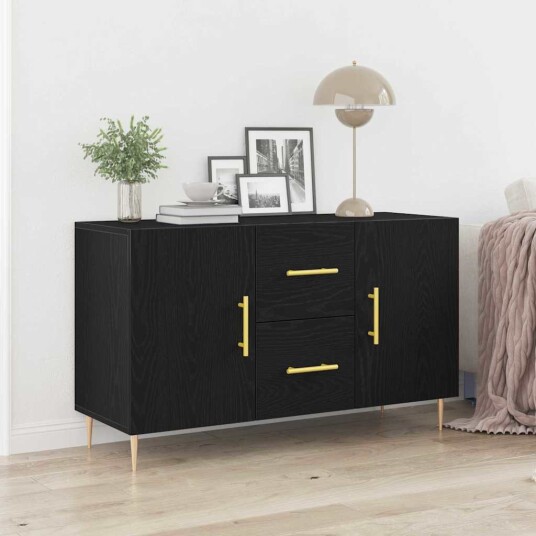 Sideboard Svart Eik 100x36x60 cm Konstruksjonsmateriale Sideboard Svart Eik 100x36x60 cm Konstruksjonsmateriale