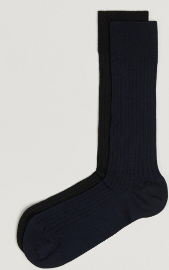Myrqvist 2 Pack Axel Ribbed Cotton Sock Black/Navy