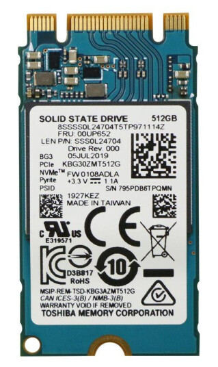 Lenovo Toshiba - SSD - 512 GB - PCIe 3.0 x2 (NVMe) - FRU Lenovo Toshiba - SSD - 512 GB - PCIe 3.0 x2 (NVMe) - FRU