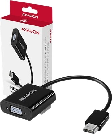 Axagon Video Adapter Hdmi Hann Til Hd 15 Vga Mini Phone Stereo 3.5 Mm Hunn 17 Cm 1920 X 1200 Wuxga Støtte Aktiv Omformer