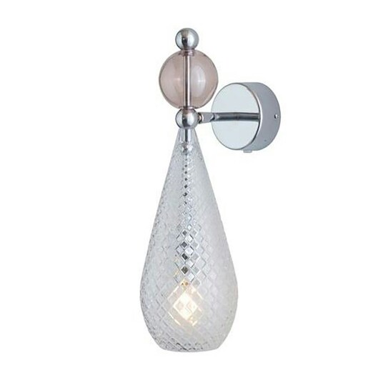 Smykke Vegglampe Crystal Check / Obsidian Ball / Shiny Silver