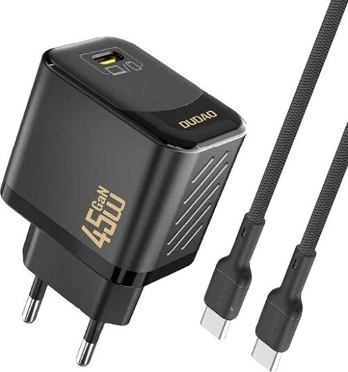 Dudao A28C 45W GaN Wall Charger + USB-C Cable - Black