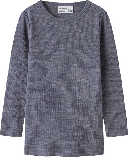 Name It Nmnwax Wool Rib Ls Top Noos Grey 98