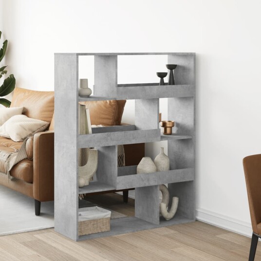  Bokhylle betonggrå 100x33x125,5 cm konstruert tre