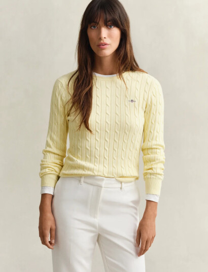 GANT Stretch Cotton Cable C Neck Yellow XS GANT Stretch Cotton Cable C Neck Yellow XS