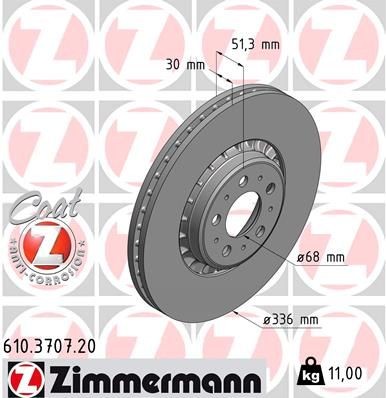 Bremseskive ZIMMERMANN 610.3707.20 Bremseskive ZIMMERMANN 610.3707.20