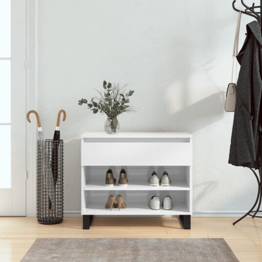 Skoskap høyglans hvit 70x36x60cm konstruert tre 8721012114852