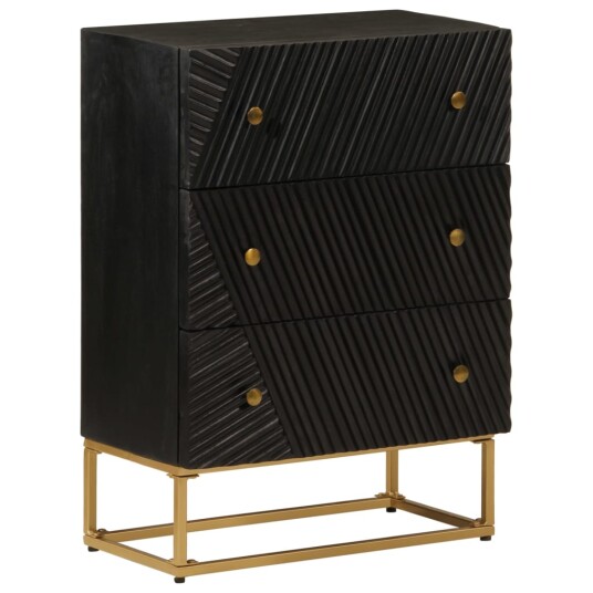 Kommode svart 55x30x76 cm heltre mango og jern