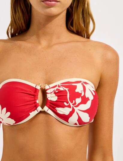Seafolly Ring Front Bandeau   Red   36
