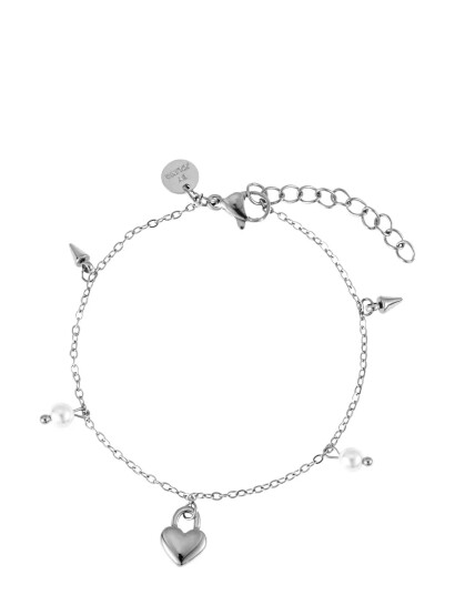 BY JOLIMA Heart Locker Mix Bracelet Silver One Size 15 cm BY JOLIMA Heart Locker Mix Bracelet Silver One Size 15 cm
