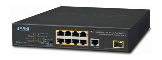 Planet Fgsd-1011Hp, Uhåndtert, Gigabit Ethernet (10/100/1000), Full Tosidig, Strøm Over Ethernet (Poe), Rack-Montering, 1U