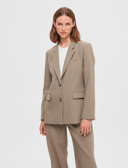 Selected Slfrita Ls Classic Blazer Camel Mel Noos - Brown - 34