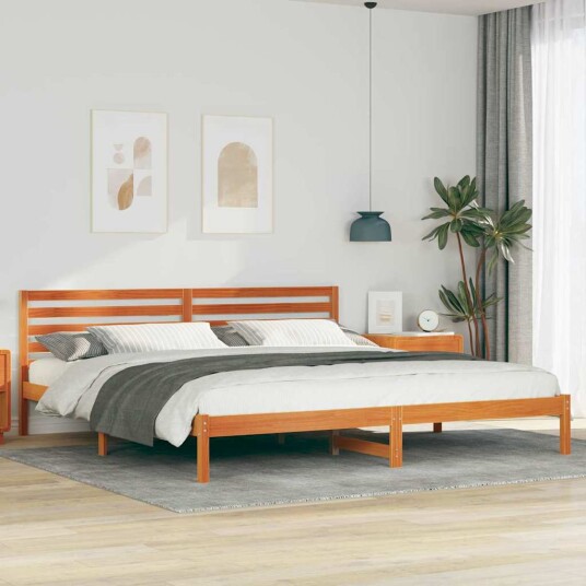  Sengestamme med hodegjerde Voksbrun 180 x 210 cm Heltre furu