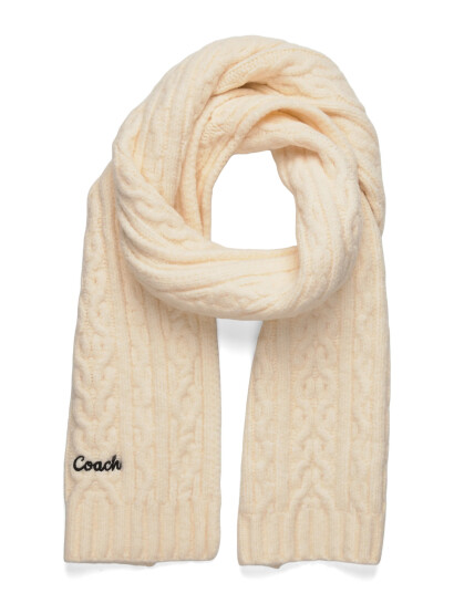 Coach Accessories Embroidred Cable Knit Muffler - Cream - ONE SIZE Coach Accessories Embroidred Cable Knit Muffler - Cream - ONE SIZE