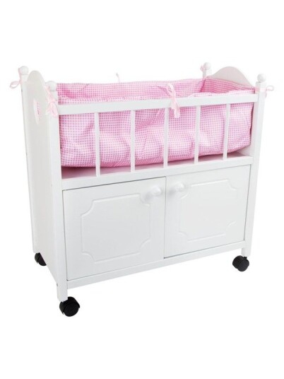 Small Foot Wooden Doll Bed with Chest of Drawers