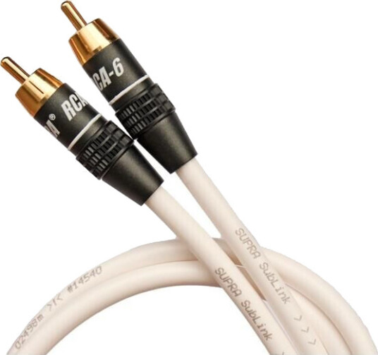 Supra Sublink RCA Subwooferkabel 2m Hvit