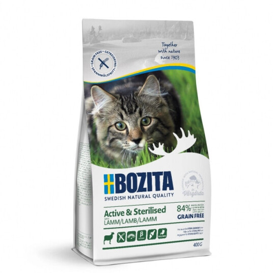 Bozita Aktiv & Sterilisert Kornfritt Lam 400g Kattemat for Voksne Katter