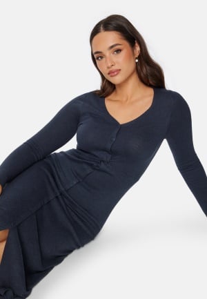 Happy Holly Knitted Dress Dark blue/Melange 40/42