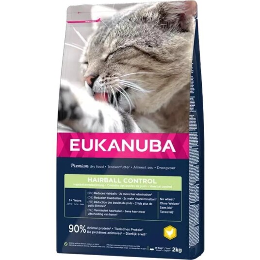 Eukanuba Kattemat Voksen med Kylling - Hairball Control 2 kg