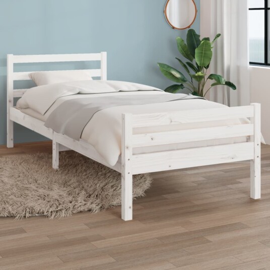 vidaXL Sengeramme hvit heltre 100x200 cm