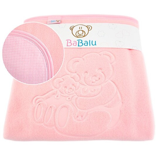 Fleece-bomullsteppe med babyens navn og dedikasjon rosa