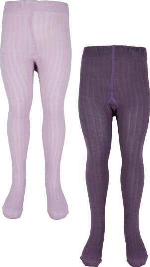 Minymo Stocking Solid Rib 2-Pack Purple 104-110