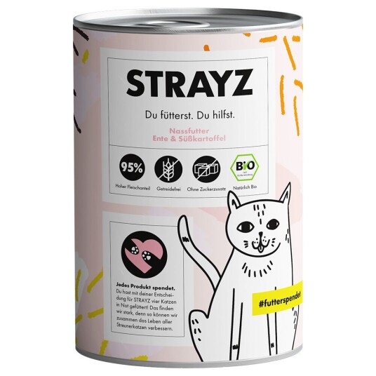 Strayz Bio Cat 6 X 400 G Økologisk And Og Økologisk Søtpotet Strayz Bio Cat 6 X 400 G Økologisk And Og Økologisk Søtpotet