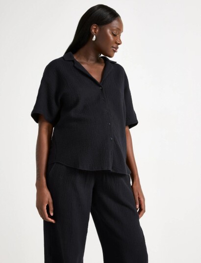 Lindex Mom Crinkled Shirt Black XS