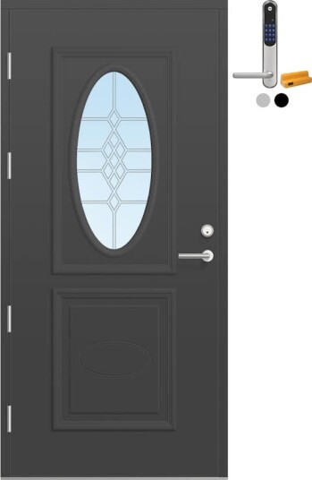 Ytterdør Bygg1 Fjord 05 Blyglass med Yale Doorman Classic Home Ytterdør Bygg1 Fjord 05 Blyglass med Yale Doorman Classic Home