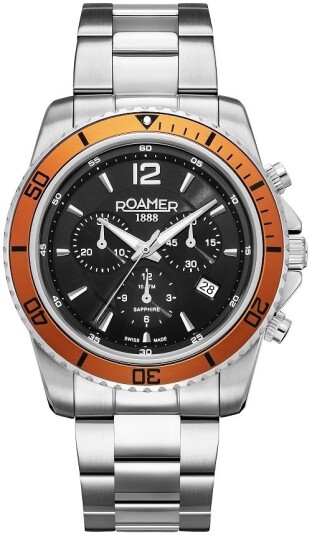 Roamer Monza Herreklokke 862837 41 65 20 Nautic 100 Chrono Sort/Stål