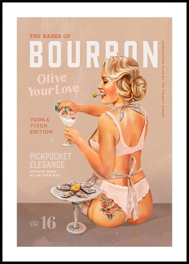 Bourbon Babe Vol 16 Vintage Vodka Martini Pin Up Girl Plakat Plakat / 40x50cm Bourbon Babe Vol 16 Vintage Vodka Martini Pin Up Girl Plakat Plakat / 40x50cm