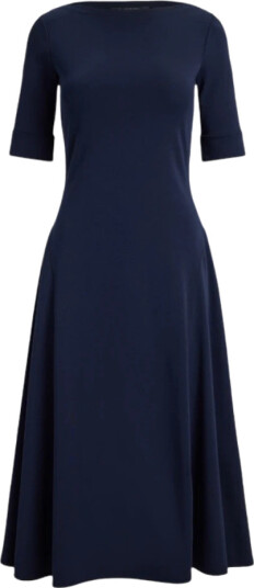 Lauren Ralph Lauren Kjole rfnd Strtch 1x1 Rib knit Blå