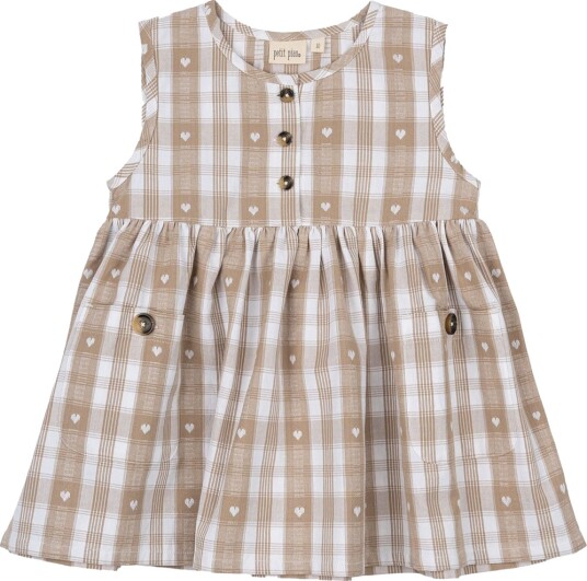 Petit Piao Off White Heart Kjole S/L Woven 110