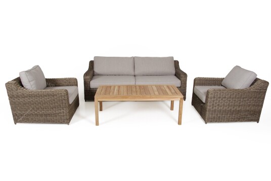 Brafab Glendon sofagruppe Rustikk med beige pute 3-seter sofa & 2st lenestoler