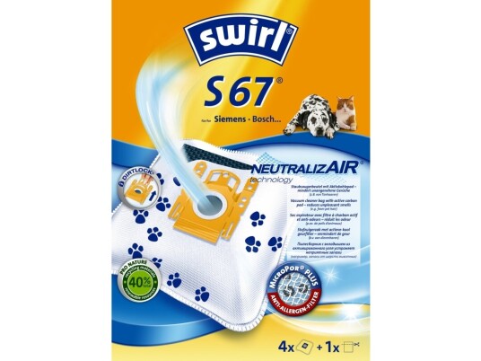 Swirl S 67 Neutralizair Støv Pose Sylindervakuum Blå Hvit 4 Stykker